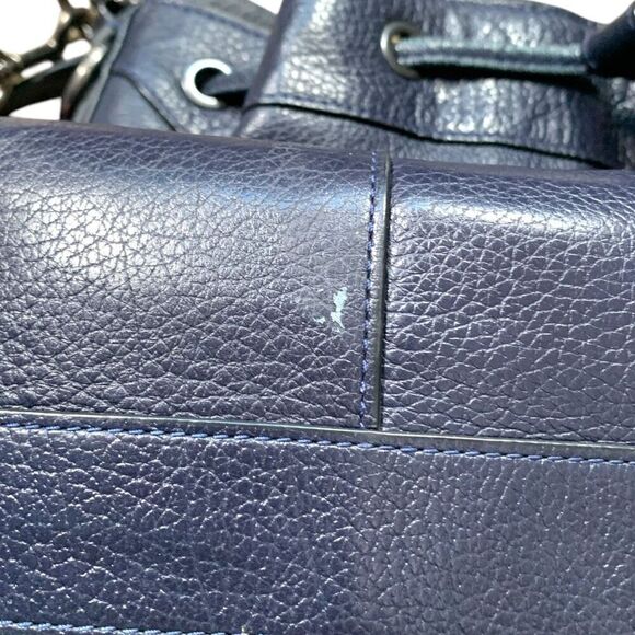 Coach Mickey Drawstring NavyBlue Pebbled Leather Bucket Convertible Shoulder Bag - Picture 7 of 15